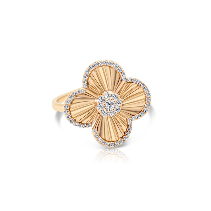 Fluted Diamond Flower Ring